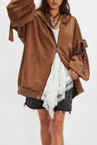 Tie-Sleeve Puff Zip-Up Hoodie