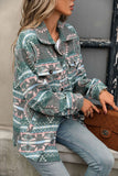 Geometric Print Button-Front Collared Coat