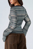 Striped Knit Button-Front Cardigan