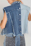 Pearl Studded Frayed Sleeveless Vest