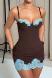 Lace Trim Sweetheart Ruched Bodycon Dress