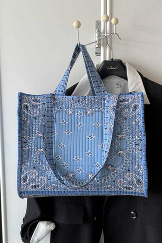 Paisley Print Quilted Tote Bag