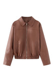 Zip-Up Collared Faux Leather Jacket