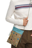 Striped Top Button Detail Crossbody Bag