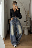 Zebra Print High-Waist Barrel Jeans