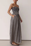 Striped Smocked Square Neck Maxi Dress