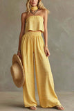 Striped Tube-Top High-Waist Pants Set