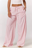 Striped Drawstring Wide-Leg Casual Pants