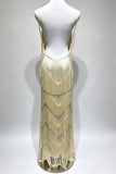 Fringe V-Neck Sleeveless Maxi Casual Dress