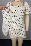 Puff-Sleeve Polka Dot Mini Dress