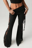 Sheer Lace Side Pleated Pants