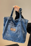 Faded Wash Tote Bag With Front Patch Pocket