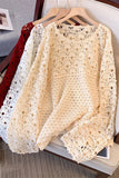 Open-Knit Crochet Long Sleeve Cover-Up
