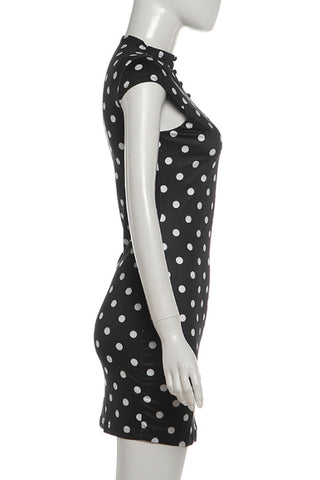 Keyhole Mock Neck Bodycon Mini Dress