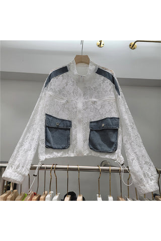 Lace and Denim Contrast Jacket