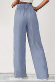 Drawstring Striped Wide-Leg Casual Pants