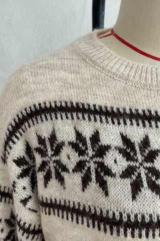 Snowflake Knit Crew Neck Sweater