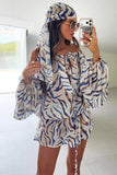 Tie-Front Puff Sleeve Mini Dress