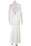 Sleeveless Lace-Trim Evening Gown
