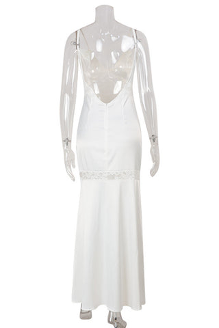 Sleeveless Lace-Trim Evening Gown