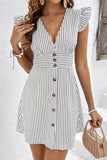 Striped Button-Front Casual Dress