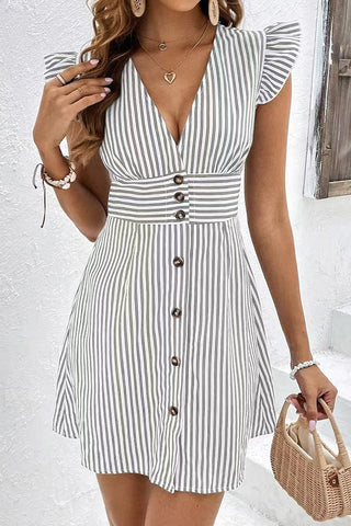 Striped Button-Front Casual Dress