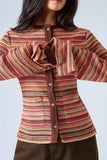 Striped Knit Button-Front Cardigan