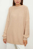 Textured Knit Crew Neck Oversized Sweater