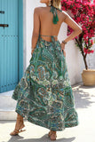 Paisley Print Halter Maxi Dress