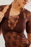 Sheer Floral Lace Fitted Top