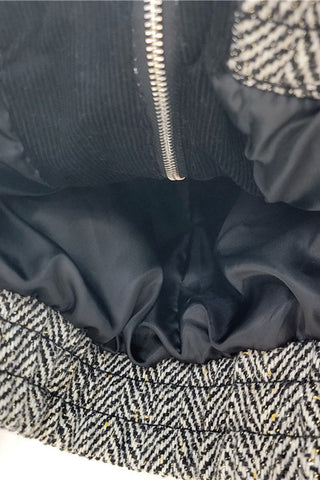 Herringbone Fuzzy Dot Zip-Up Jacket