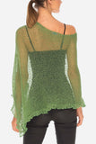 Sheer Asymmetric Hem Blouse