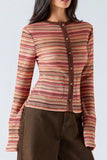 Striped Knit Button-Front Cardigan