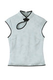 Mandarin Collar Sleeveless Polo Top