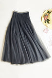 Sheer Mesh Overlay A-Line Skirt