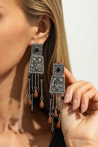 Vintage Celestial Sun Moon Drop Earrings