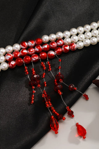 Layered Beaded Drop Pendant Necklace