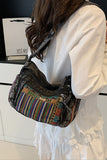 Tasselled Patchwork Drawstring Hobo Bag