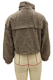 Houndstooth Zip-Up Crop Jacket