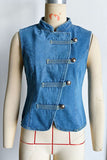 Stand Collar Asymmetric Button Vest
