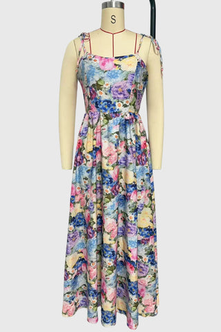 Floral Halter Tie-Back Maxi Dress