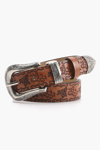 Embossed Floral Western Belt