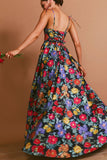 Floral Halter Tie-Back Maxi Dress