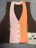 Color-Block Knit Button-Front V-Neck Vest