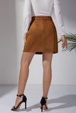 High-Waist Button Detail Slit Mini Skirt