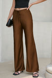 Satin Drawstring Wide-Leg Casual Pants