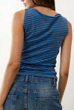 Striped Sleeveless Mock Neck Tank Top