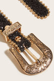 Ornate Buckle Textured Waist Belt