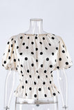 Puff Sleeve Polka Dot Smocked Blouse
