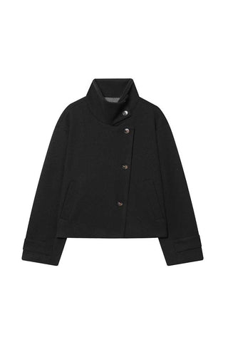 Stand-Collar Button-Front Jacket